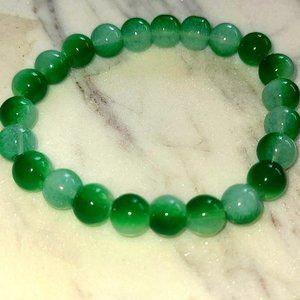 **3 for $15** MIX 3 / Feng Shui bead bracelets green white glass beads